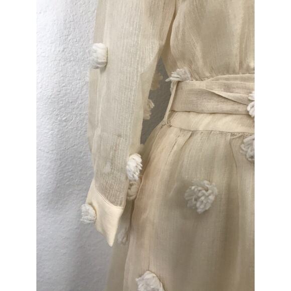 Listicle Melena Semi Sheer Pom Pom Belted Midi Shirt Dress - Picture 5 of 12